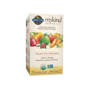 Organics Vegan D3 - malina a citrón, 30 žuvacích tabliet
