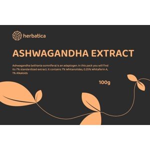 Ashwagandha prášok z koreňa, 7% extrakt - 100 g - Herbatica